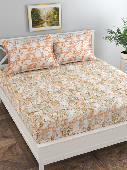 Secret 300 TC Cotton King Bedsheet with 2 Pillow Covers